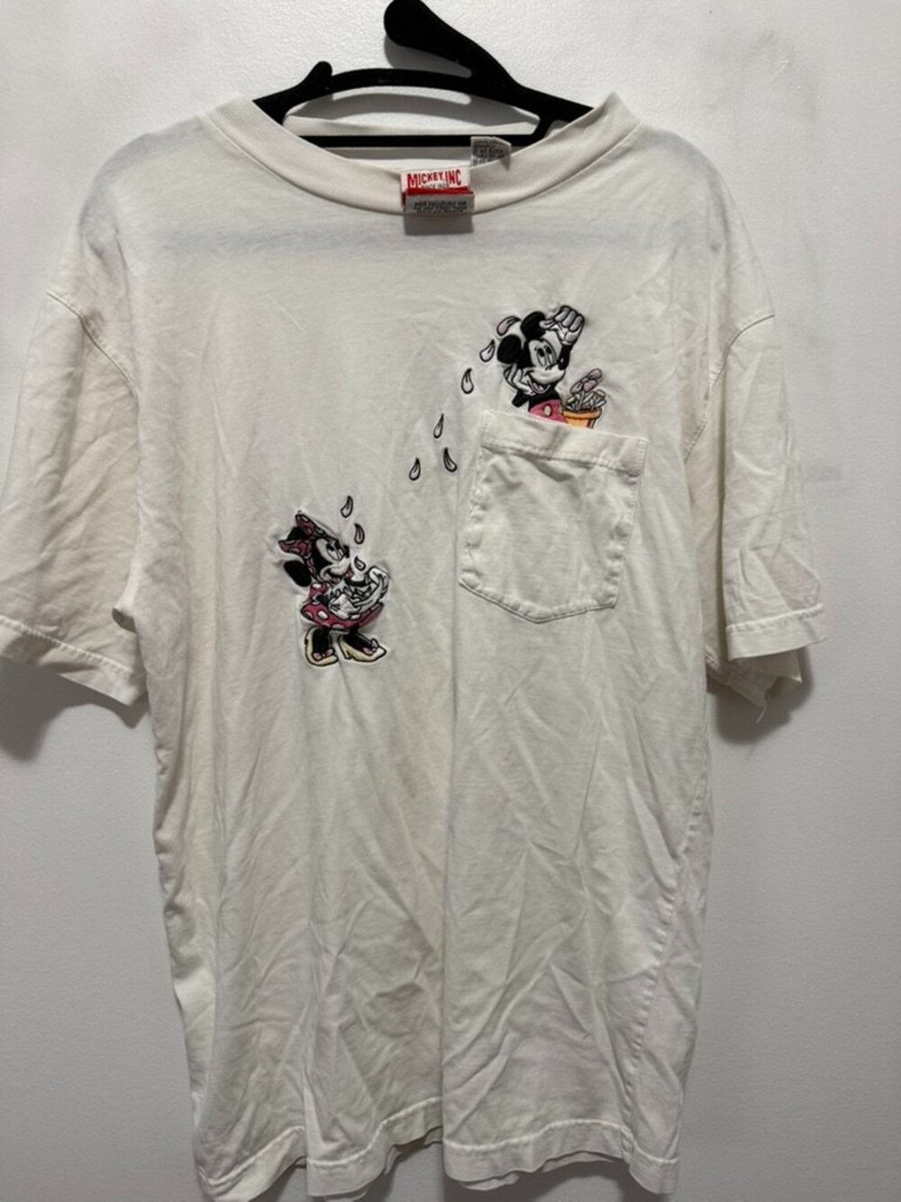 Vintage Disney Mickey Inc Minnie Mouse Pocket Tee Size Large